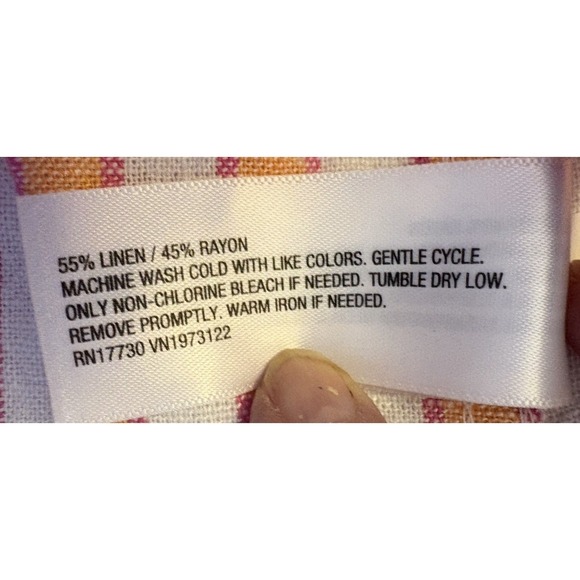 Universal Thread Relaxed Fit Striped Button Up Blouse Shirt Women Size XXL Linen - Picture 7 of 7